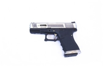 EU9 E-Force Black (Black-Silver Barrel) GBB Airsoft Pistol
