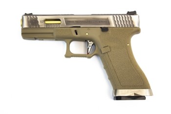 EU7 E-Force GBB Pistol (Silver|Tan) (Gold Barrel)