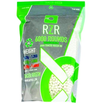 RZR Airsoft BBs Biodegradable Tracer (6000R Resealable Bag) (0.20g) (Green)