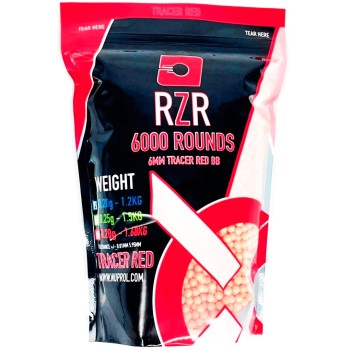 RZR Airsoft BBs Tracer (6000R Resealable Bag) (0.20g) (Red)