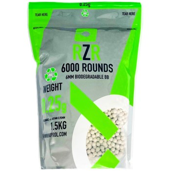 RZR Airsoft BBs Biodegradable (6000R Resealable Bag) (0.25g) (White)