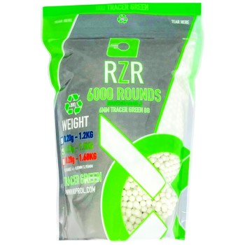 RZR Airsoft BBs Biodegradable Tracer (6000R Resealable Bag) (0.25g) (Green)