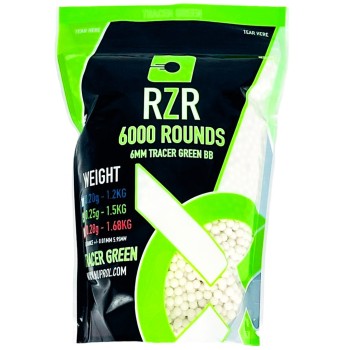 RZR Airsoft BBs Tracer (6000R Resealable Bag) (0.25g) (Green)