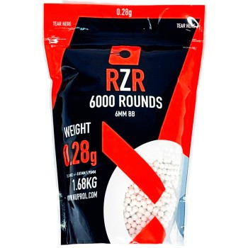 RZR Airsoft BBs (6000R Resealable Bag) (0.28g) (White)