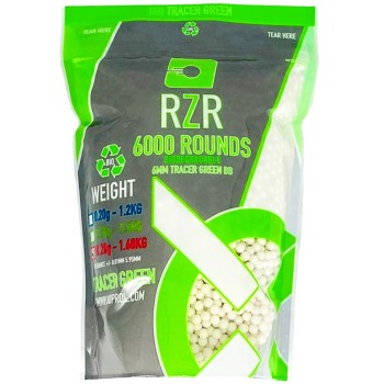 RZR Airsoft BBs Biodegradable Tracer (6000R Resealable Bag) (0.28g) (Green)
