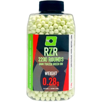 RZR Airsoft BBs Tracer (2200R Bottle) (0.28g) (Green)