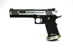 Hi-Capa 6.0 IREX GBB Pistol (Slide Text) (Silver|Black) (Silver Barrel)