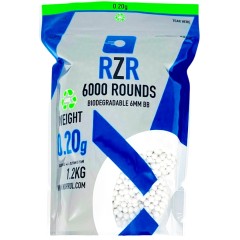 RZR Airsoft BBs Biodegradable (6000R Resealable Bag) (0.20g) (White)