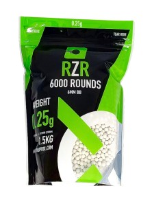 RZR Airsoft BBs (6000R Resealable Bag) (0.25g) (White)