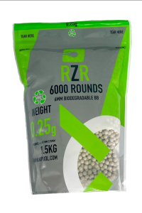 RZR Airsoft BBs Biodegradable (6000R Resealable Bag) (0.25g) (White)