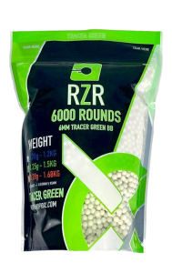 RZR Airsoft BBs Tracer (6000R Resealable Bag) (0.25g) (Green)