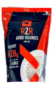 RZR Airsoft BBs (6000R Resealable Bag) (0.28g) (White)