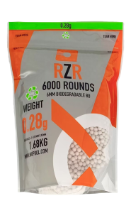 RZR Airsoft BBs Biodegradable (6000R Resealable Bag) (0.28g) (White)