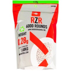 RZR Airsoft BBs Biodegradable (6000R Resealable Bag) (0.28g) (White)