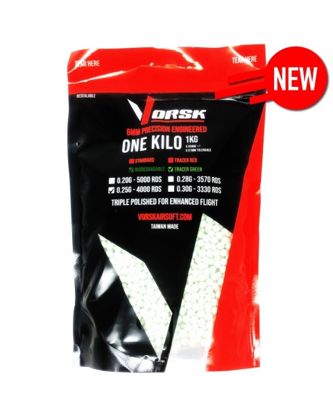6mm Precision Bio Tracer Airsoft BBs (1KG) (0.25g) (Green)