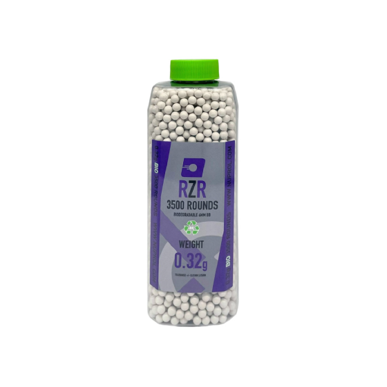 RZR Airsoft BBs Biodegradable (3500R Bottle) (0.32g) (White) RZR Airsoft BBs Biodegradable (3500R Bottle) (0.32g) (White)